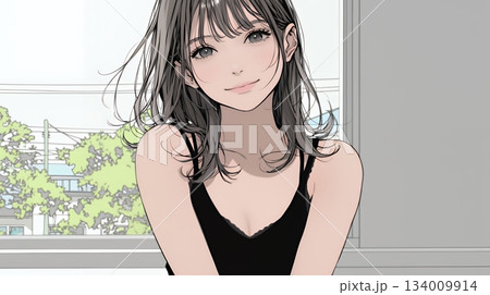 キャミソール姿の若い女性  /  Young Woman in a Camisole Top