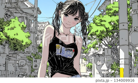 キャミソール姿の若い女性  /  Young Woman in a Camisole Top