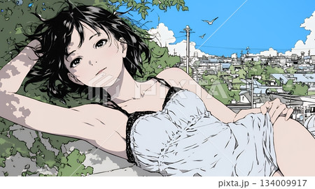 キャミソール姿の若い女性  /  Young Woman in a Camisole Top