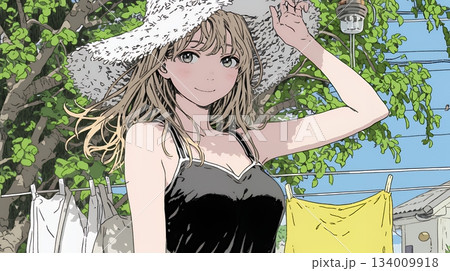 キャミソール姿の若い女性  /  Young Woman in a Camisole Top