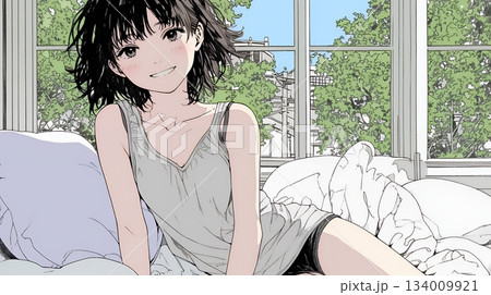 キャミソール姿の若い女性  /  Young Woman in a Camisole Top