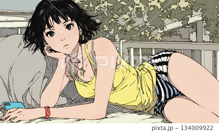 キャミソール姿の若い女性  /  Young Woman in a Camisole Top