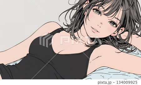 キャミソール姿の若い女性  /  Young Woman in a Camisole Top