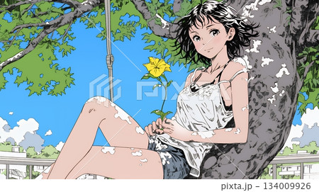 キャミソール姿の若い女性  /  Young Woman in a Camisole Top