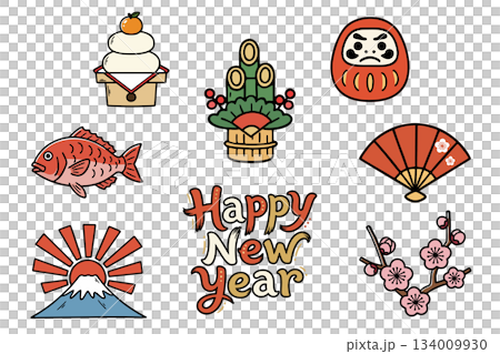 Simple New Year's icon set 134009930
