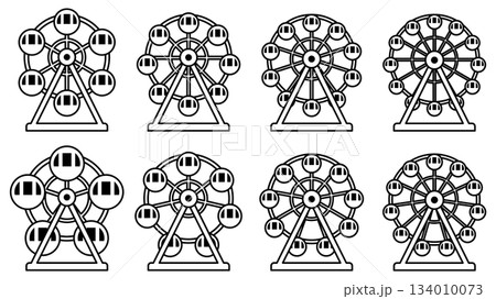 様々な形の観覧車のアイコンのベクターイラストのセット 様々な形の観覧車のアイコンのベクターイラストのセット 134010073