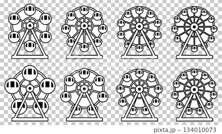 様々な形の観覧車のアイコンのベクターイラストのセット 様々な形の観覧車のアイコンのベクターイラストのセット 134010073