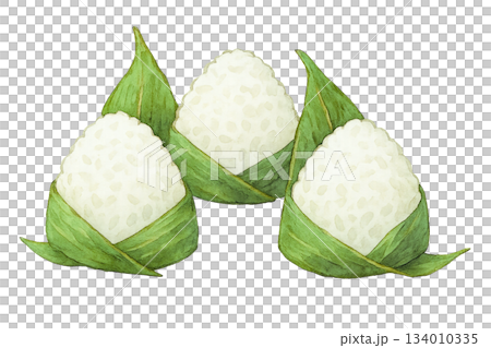 笹おにぎりの水彩イラスト（背景透過） 134010335