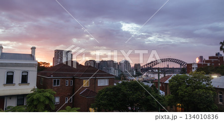 Sydney Harbour Sunrise View Sydney Australia 134010836