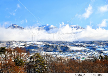 小諸市側より浅間連峰／浅間山、黒斑山方面を望む(長野県小諸市)【2023.2】 134010860