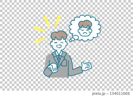 無理に明るく話をしている男の人のイラスト 134011008