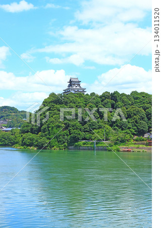 愛知県犬山市、国宝犬山城と木曽川の風景 愛知県犬山市、国宝犬山城と木曽川の風景 134011520