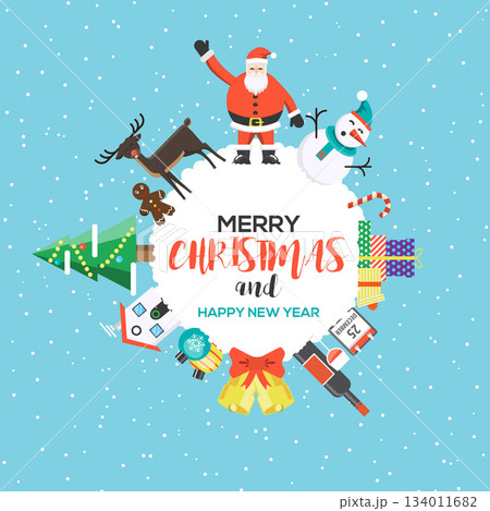 Flat designed Christmas Card Flat designed Christmas Card 134011682