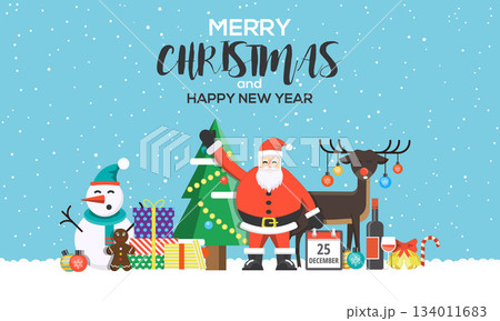 Christmas Greeting card flat design 2 134011683
