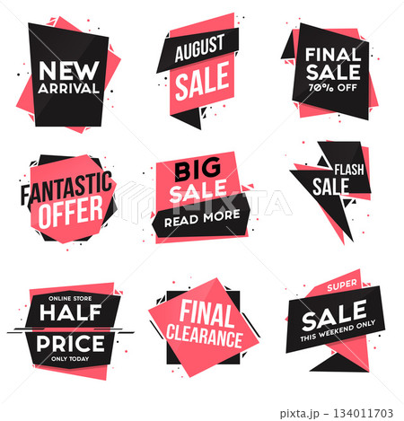 Flat design origami Labels 2 Flat design origami Labels 2 134011703