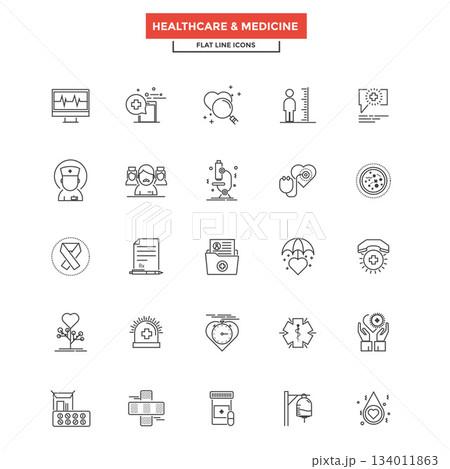 Flat Line Color Icons- Healthcare and Medicine Flat Line Color Icons- Healthcare and Medicine 134011863