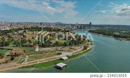 Kalemegdan fort in Belgrade Serbia and Save river 134013055