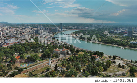 Kalemegdan fort in Belgrade Serbia and Save river 134013061
