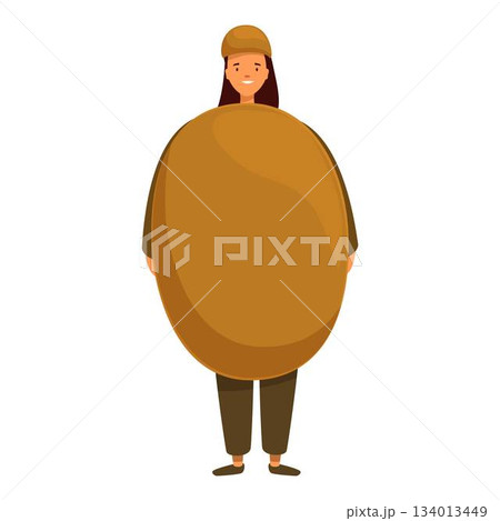 Farmer holding big coffee bean, coffee production and agriculture concept 134013449