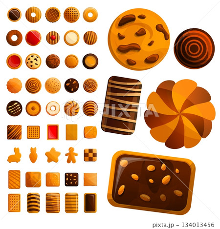 Biscuit icon set, cartoon style 134013456