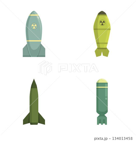 Collection of flat design missiles and bombs icons Collection of flat design missiles and bombs icons 134013458