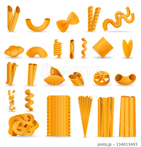 Pasta icon set, cartoon style 134013493