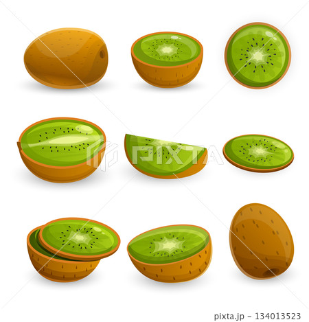 Kiwi icon set, cartoon style 134013523