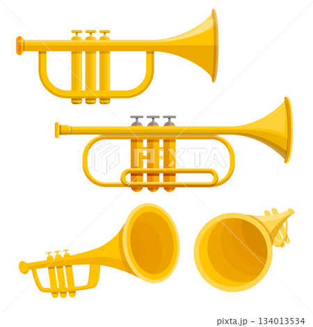 Trumpet icon set, cartoon style 134013534