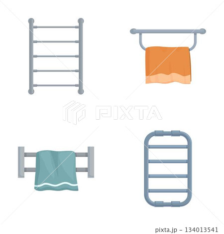 Bathroom towel rack icons set 134013541