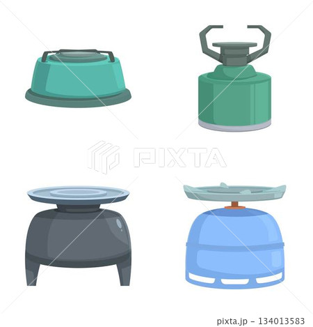Set of camping stoves flat design icons Set of camping stoves flat design icons 134013583
