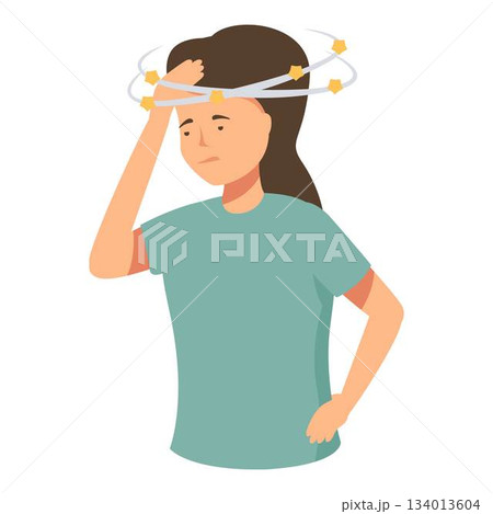 Cartoon woman with dizziness illustration 134013604