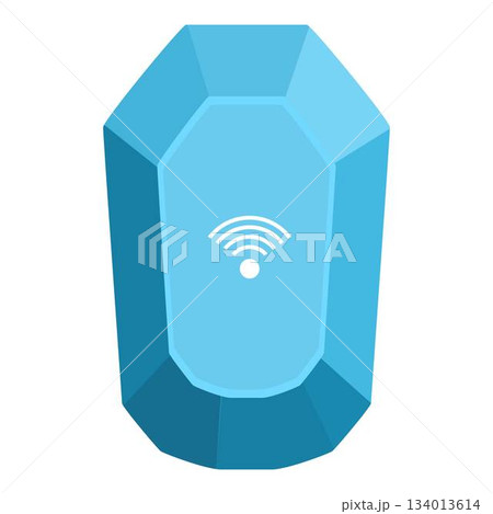 Light blue gemstone emitting wifi signal, futuristic technology concept 134013614