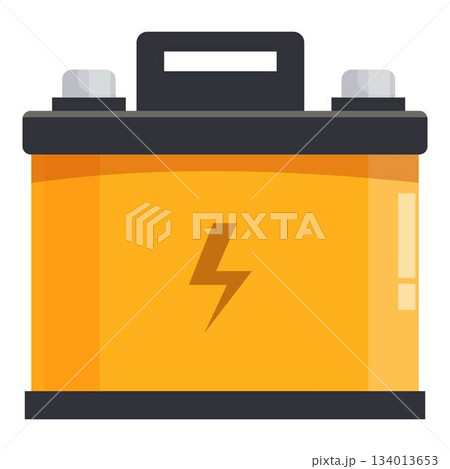 Yellow car battery providing electricity for vehicle starting Yellow car battery providing electricity for vehicle starting 134013653