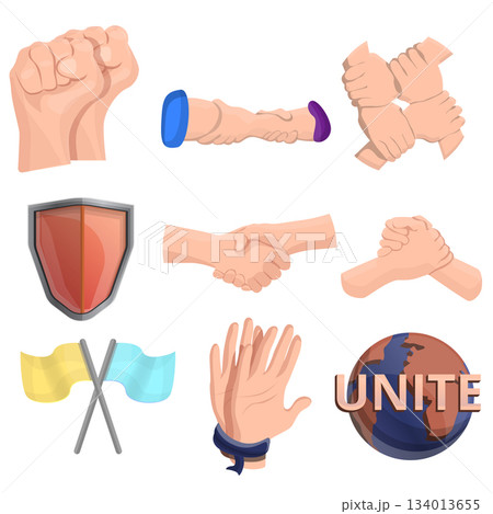 Brotherhood icon set, cartoon style 134013655