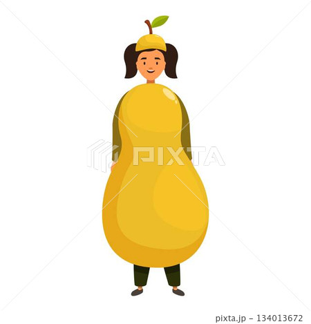 Woman wearing giant pear costume smiling and having fun at festival or carnival event Woman wearing giant pear costume smiling and having fun at festival or carnival event 134013672