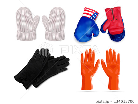 Gloves icon set, realistic style 134013700