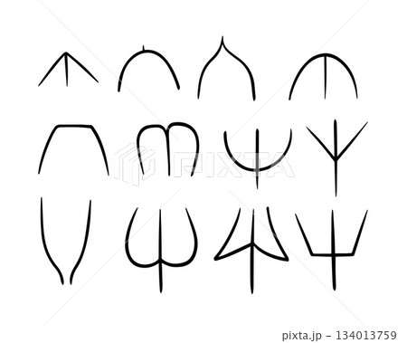 Vector isolated illustration leaf types by base shape. 134013759
