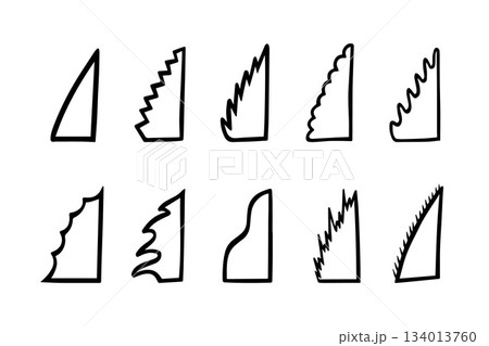 Vector isolated illustration of leaf edge shape types. Educational drawing on botany. 134013760
