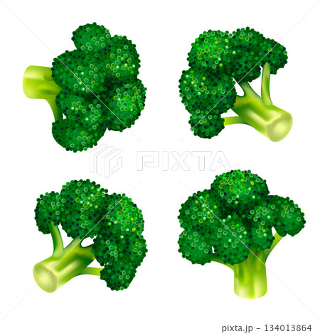 Green broccoli icon set, isometric style Green broccoli icon set, isometric style 134013864