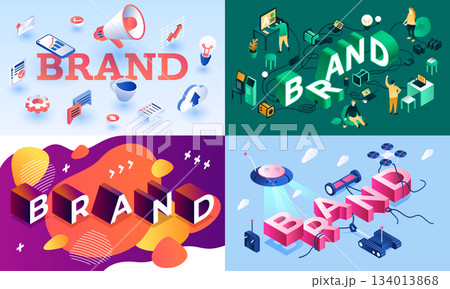 Brand banner set, isometric style 134013868