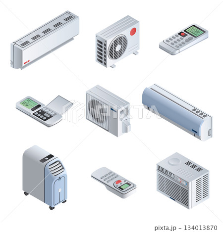 Conditioner icon set, isometric style 134013870