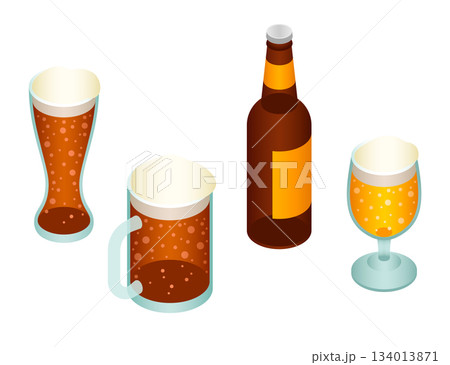Beer icon set, isometric style 134013871