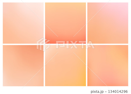 Peach fuzz. Set of vector gradient backgrounds in trendy light warm color of the year. For covers, wallpapers, branding, social media and other modern projects. 134014296