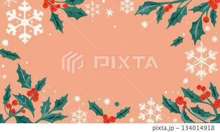 北欧風のかわいいクリスマスイラストセット｜冬のほのぼのポストカード素材 134014918