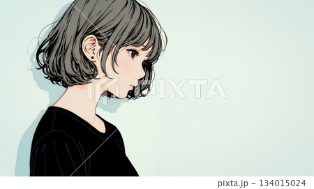 白い壁に向かって考え事をする若い女性