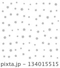 snowflakes shape pattern, black and white illustration of flakes of snow on white, seamless repeatable texture 134015515