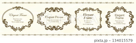 高級感のあるエレガンスなフレームセット、飾り罫、装飾デザイン、上品なあしらい 134015579