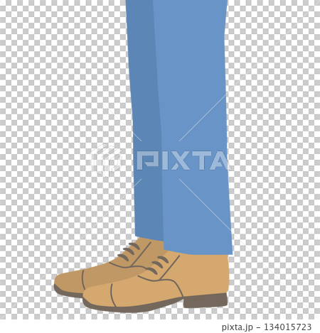 Illustration of a man wearing blue slacks and leather shoes standing still Illustration of a man wearing blue slacks and leather shoes standing still 134015723