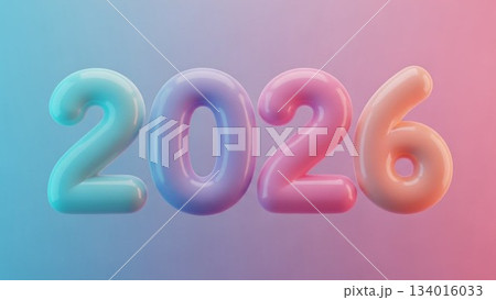 淡いパステルカラーで表現された2026数字のシンプル背景デザイン 淡いパステルカラーで表現された2026数字のシンプル背景デザイン 134016033