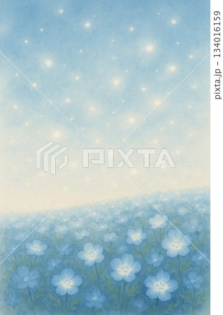 ネモフィラシリーズ：光の粒が舞うネモフィラ畑 134016159